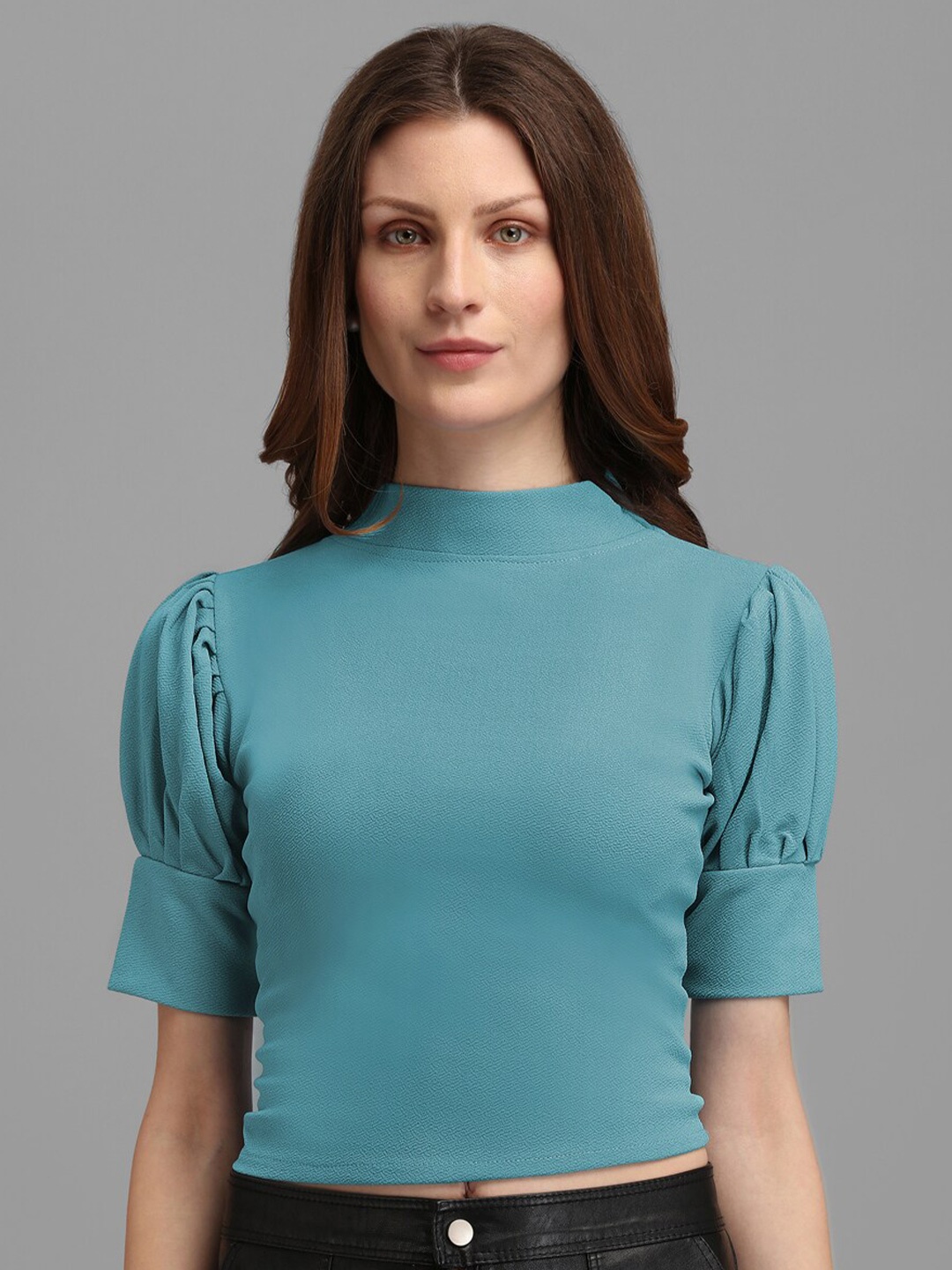 

PURVAJA Women Turquoise Blue Crop Top