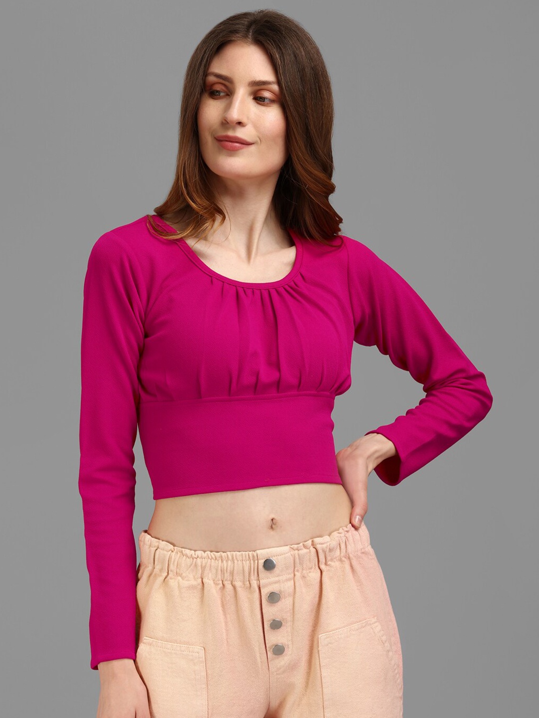 

PURVAJA Women Pink Crop Top