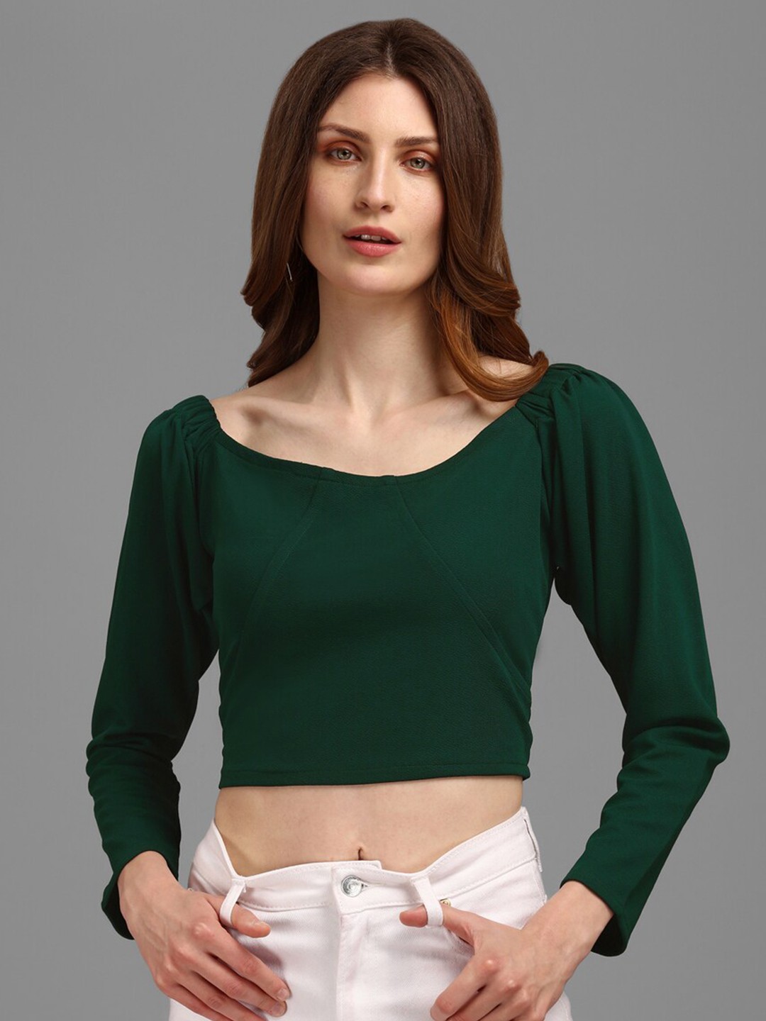 

PURVAJA Green Crop Top