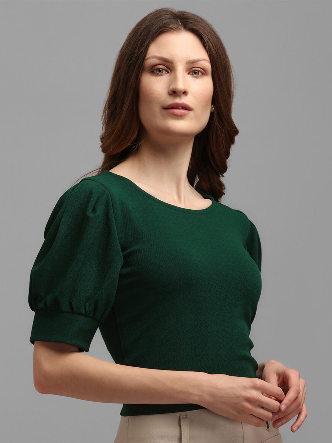 

PURVAJA Green Solid Crop Top