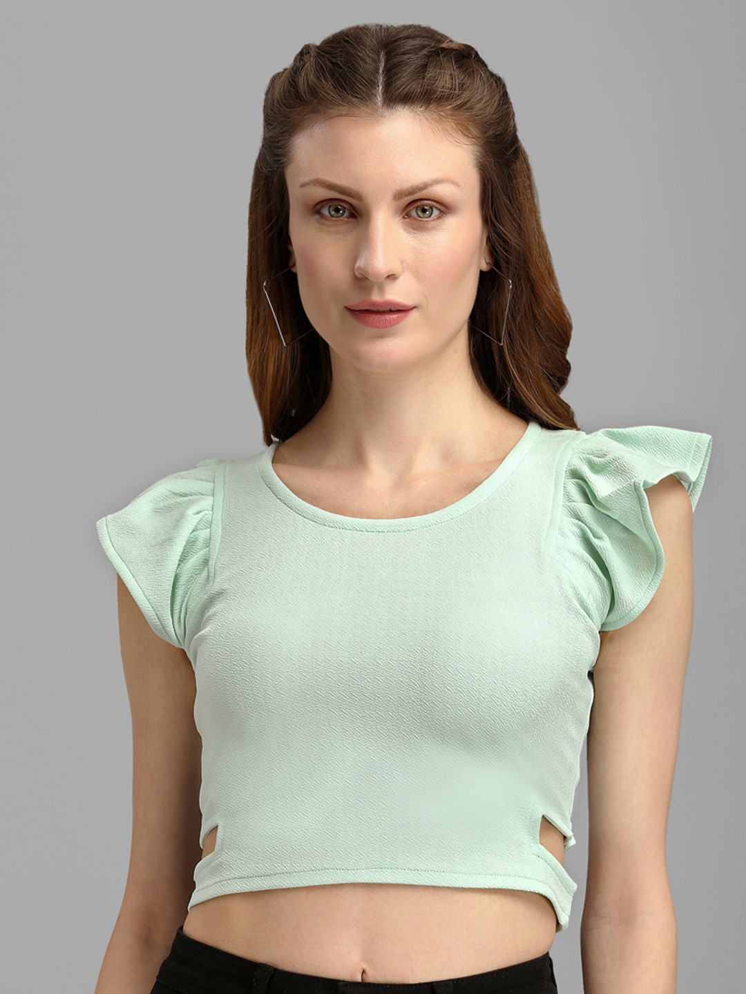 

PURVAJA Sea Green Crop Top