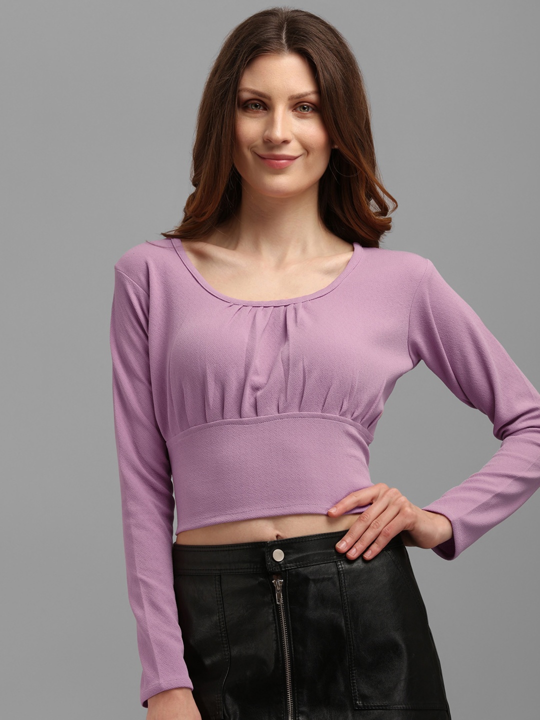 

PURVAJA Purple Fitted Crop Top
