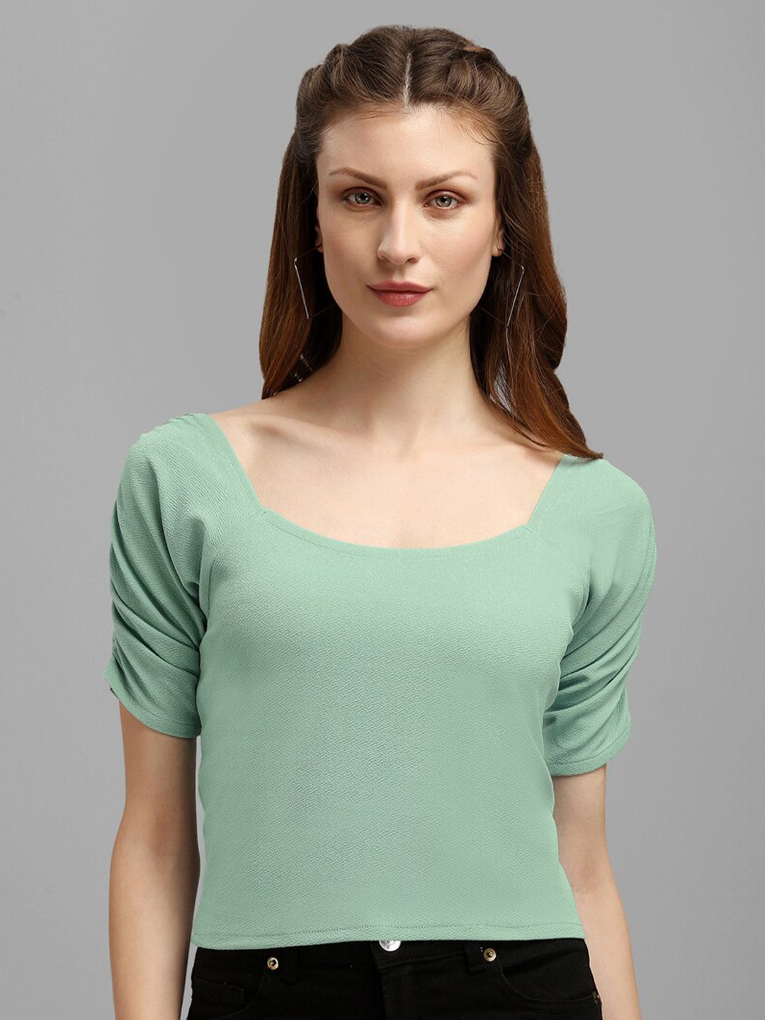 

PURVAJA Sea Green Crop Top