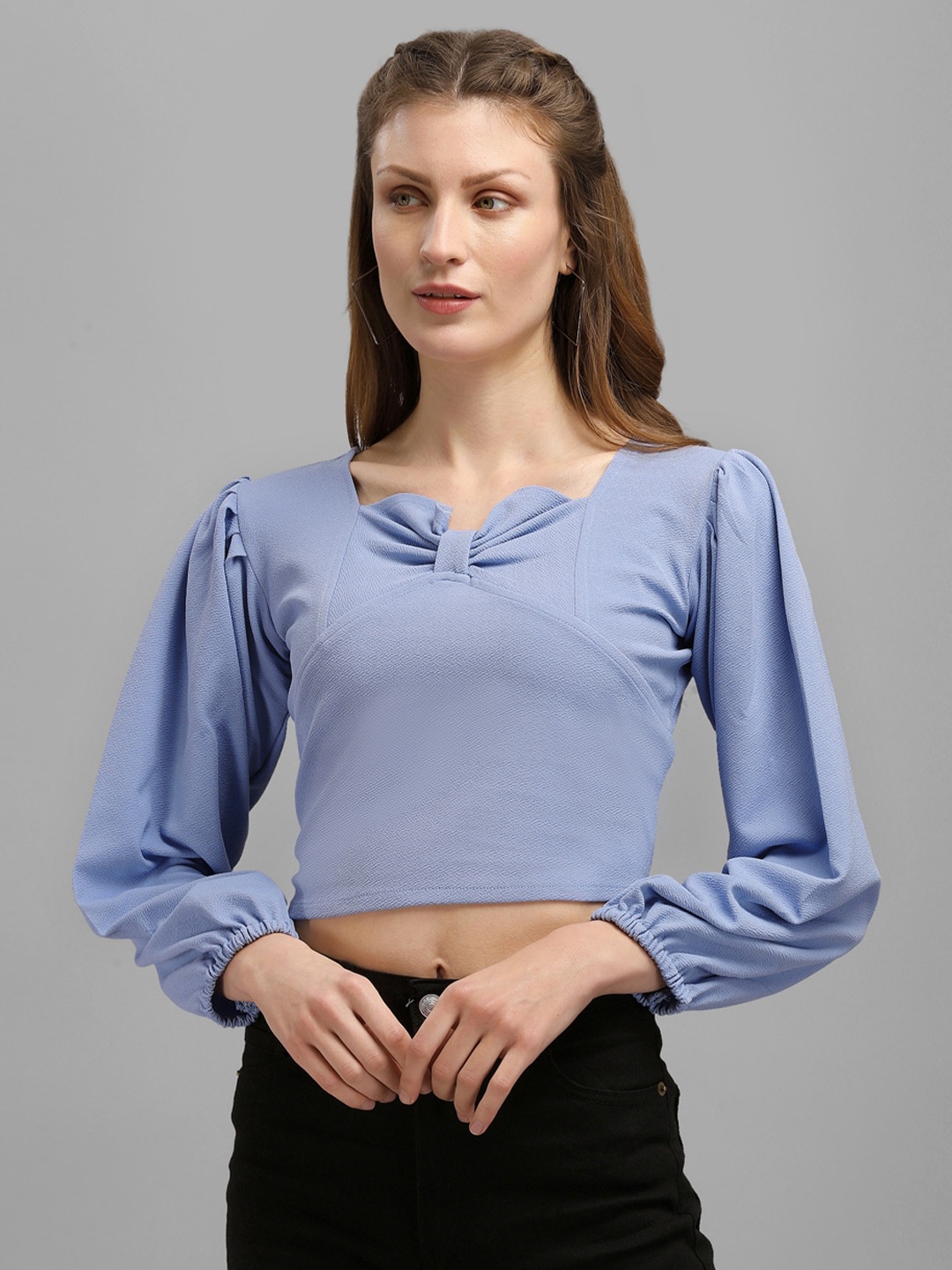 

PURVAJA Lavender Solid Crop Top