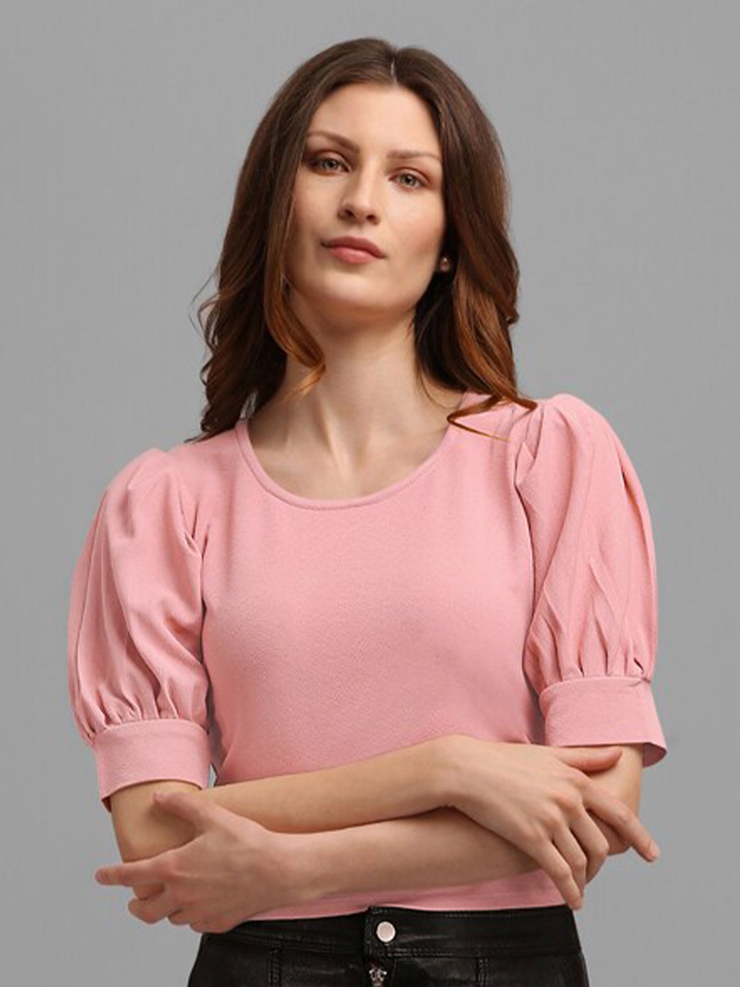 

PURVAJA Women Peach-Coloured Crop Top