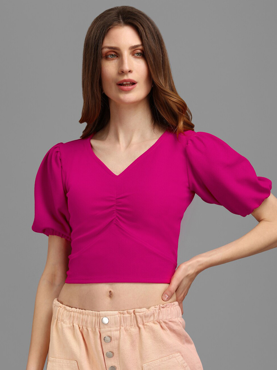 

PURVAJA Women Pink Crop Top