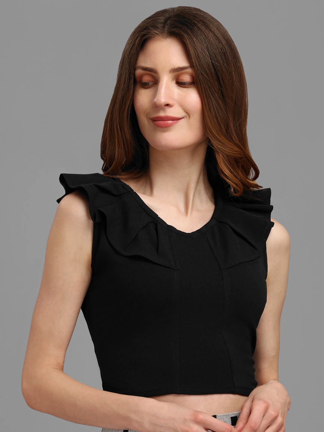 

PURVAJA Black Ruffles Top