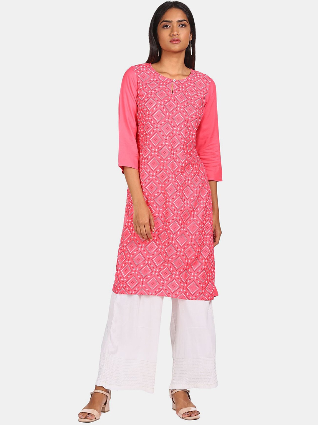 

Karigari Women Pink Geometric Printed Kurta