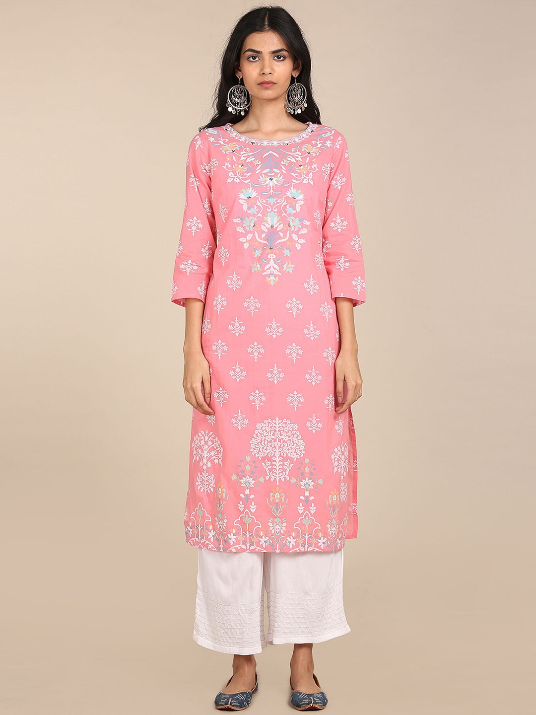 

Karigari Women Pink Floral Printed Kurta