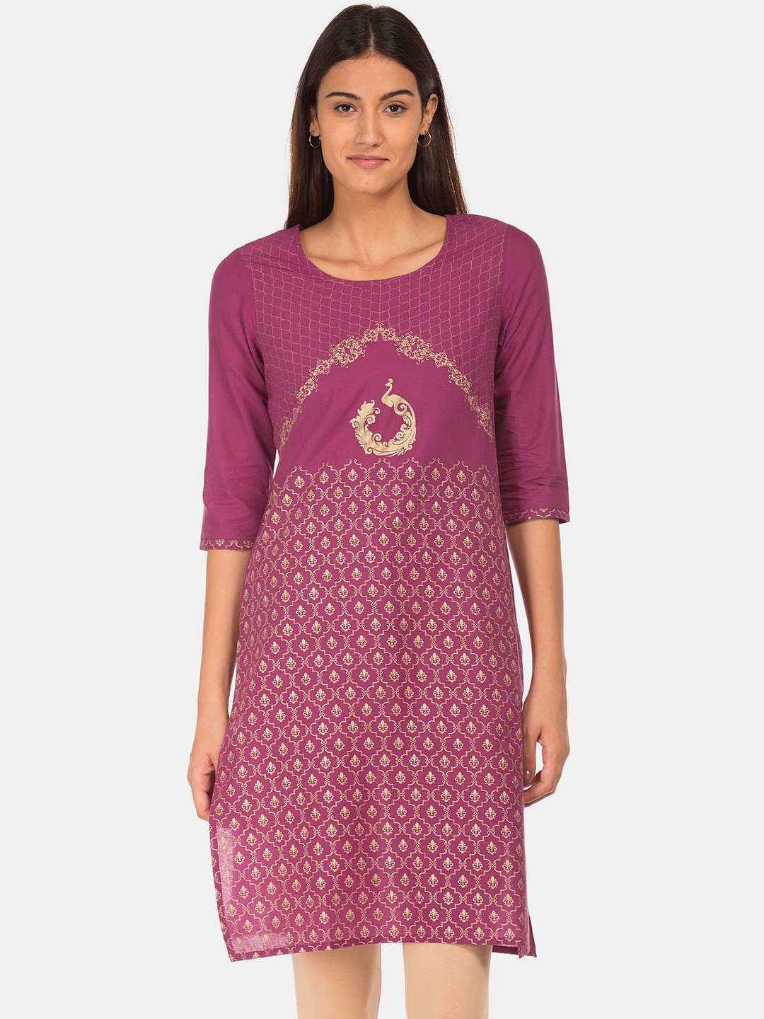 

Karigari Women Purple Ethnic Motifs Dyed Kurta