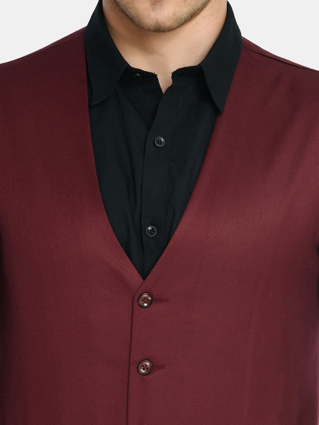 

TrulyFeb Men Maroon Self-Design Single-Breasted Slim-Fit Three-Piece Suit