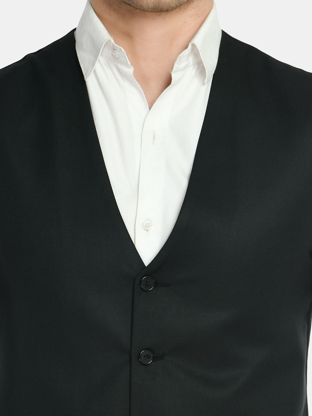 

TrulyFeb Men Black Self-Design Single-Breasted Slim-Fit Three-Piece Suit