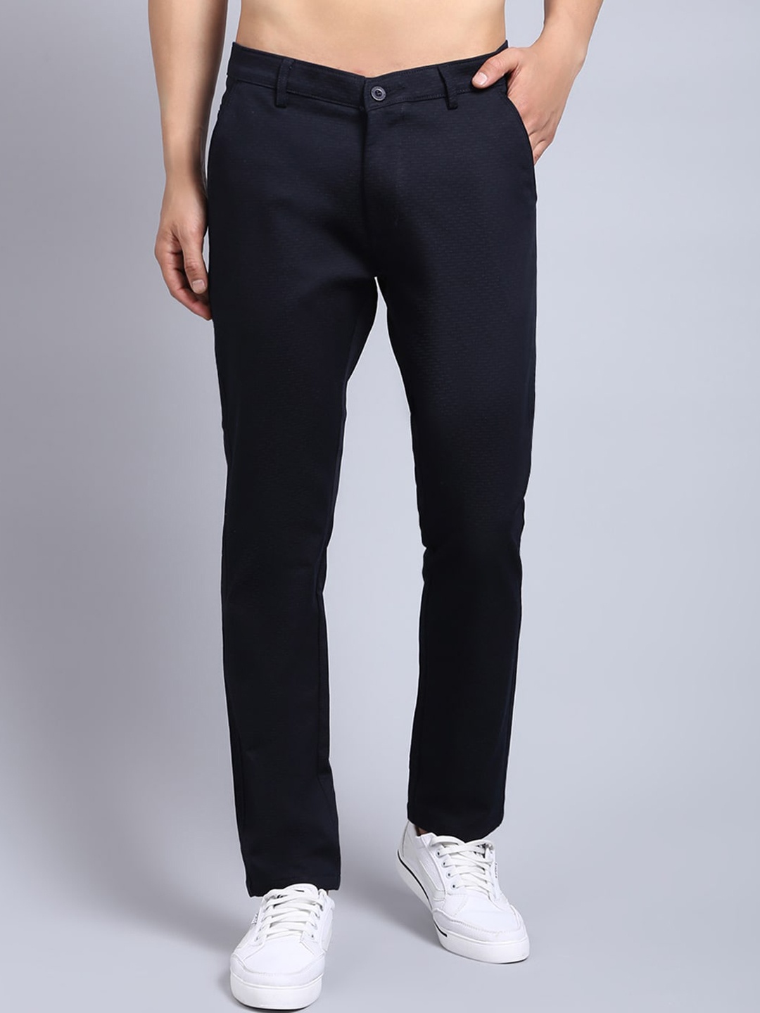 

Rodamo Men Navy Blue Slim Fit Chinos Trousers