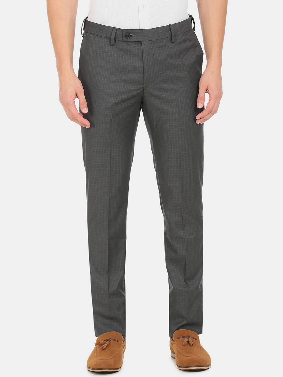 

Arrow Men Grey Flat-Front Mid Rise Formal Trousers