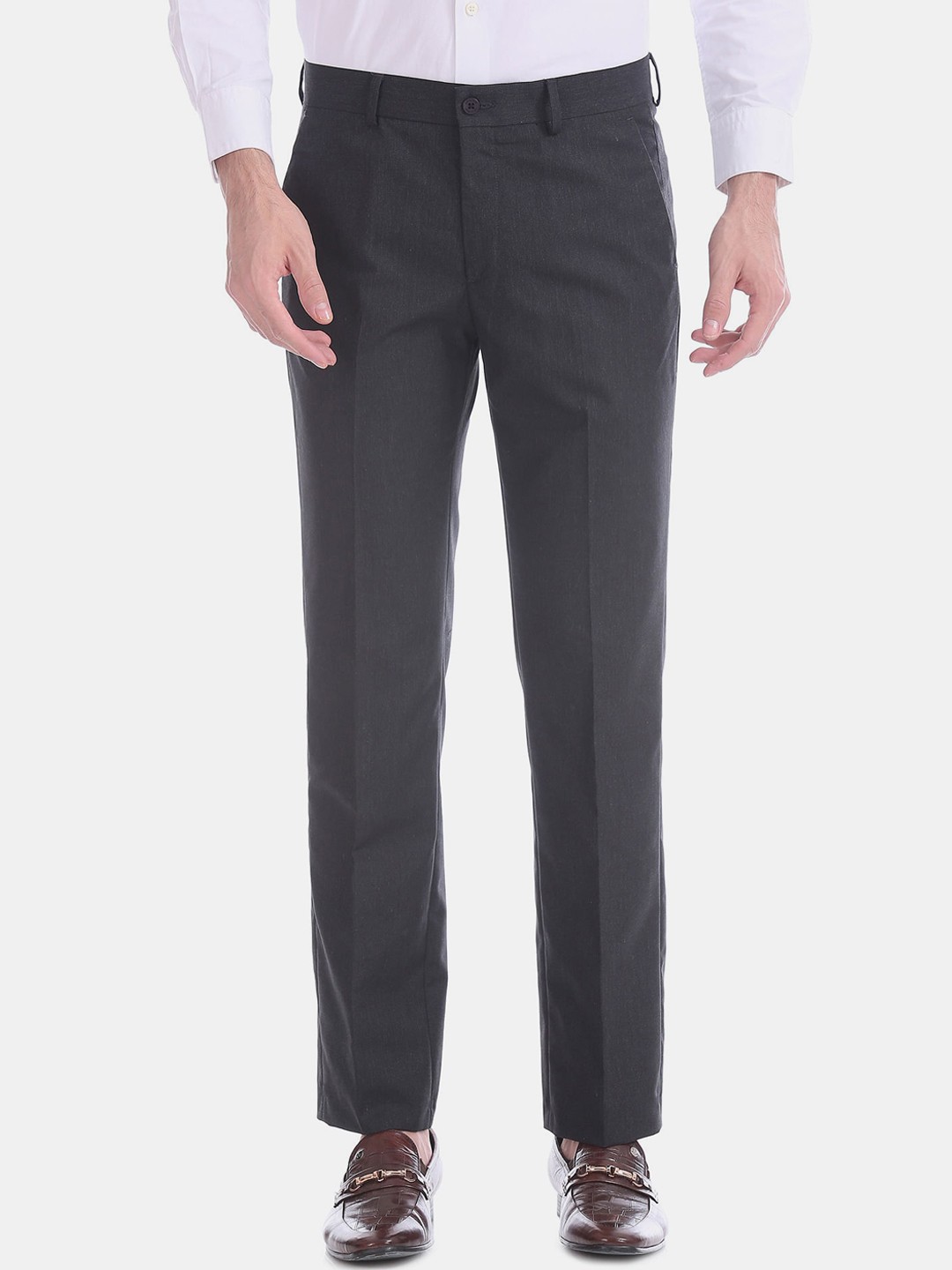 

Excalibur Men Charcoal Grey Formal Trousers