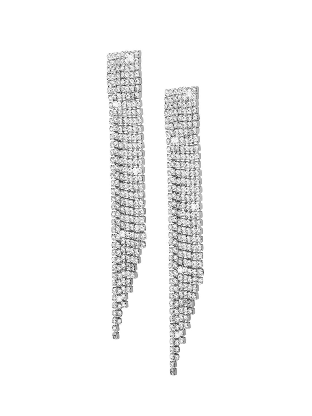 

Shining Jewel - By Shivansh Silver-Toned Contemporary Drop Earrings