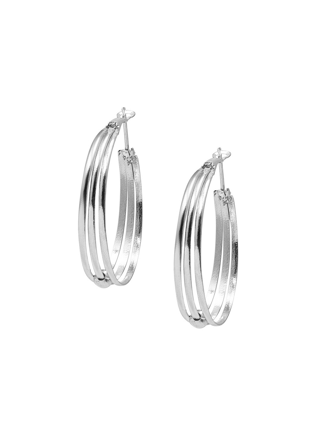 

Shining Jewel - By Shivansh Silver-Toned Contemporary Hoop Earrings