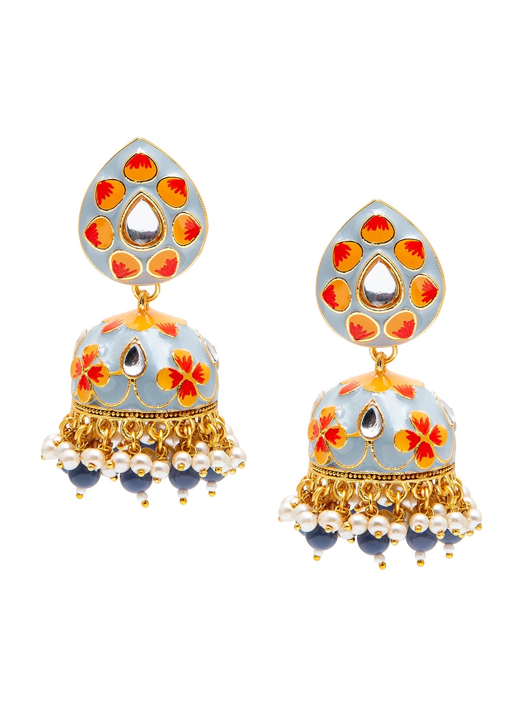 

Shining Jewel - By Shivansh Grey Contemporary Jhumkas Earrings
