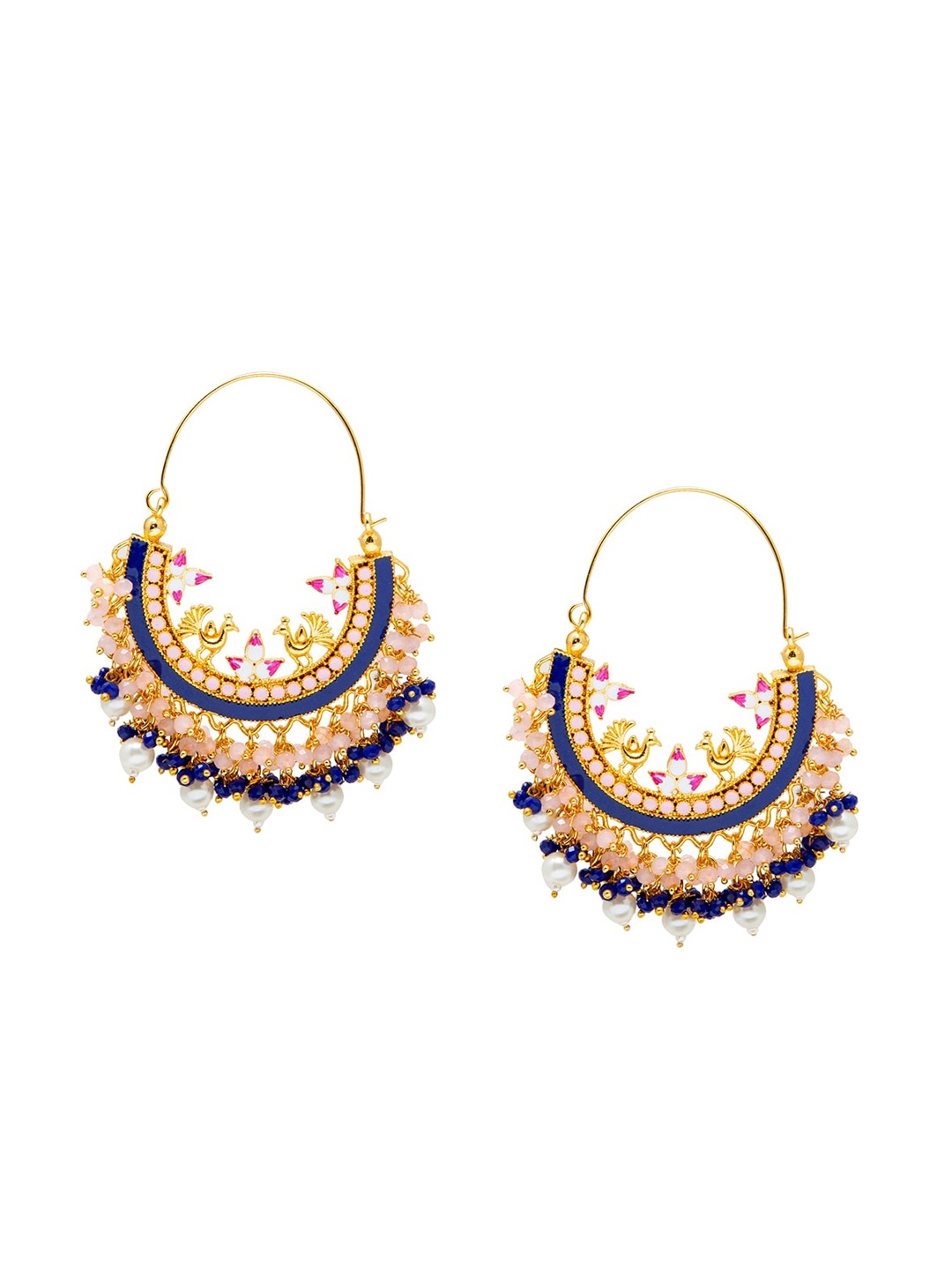 

Shining Jewel - By Shivansh Gold Plated Traditional Meenakari Kundan Chandbalis Earrings, Pink