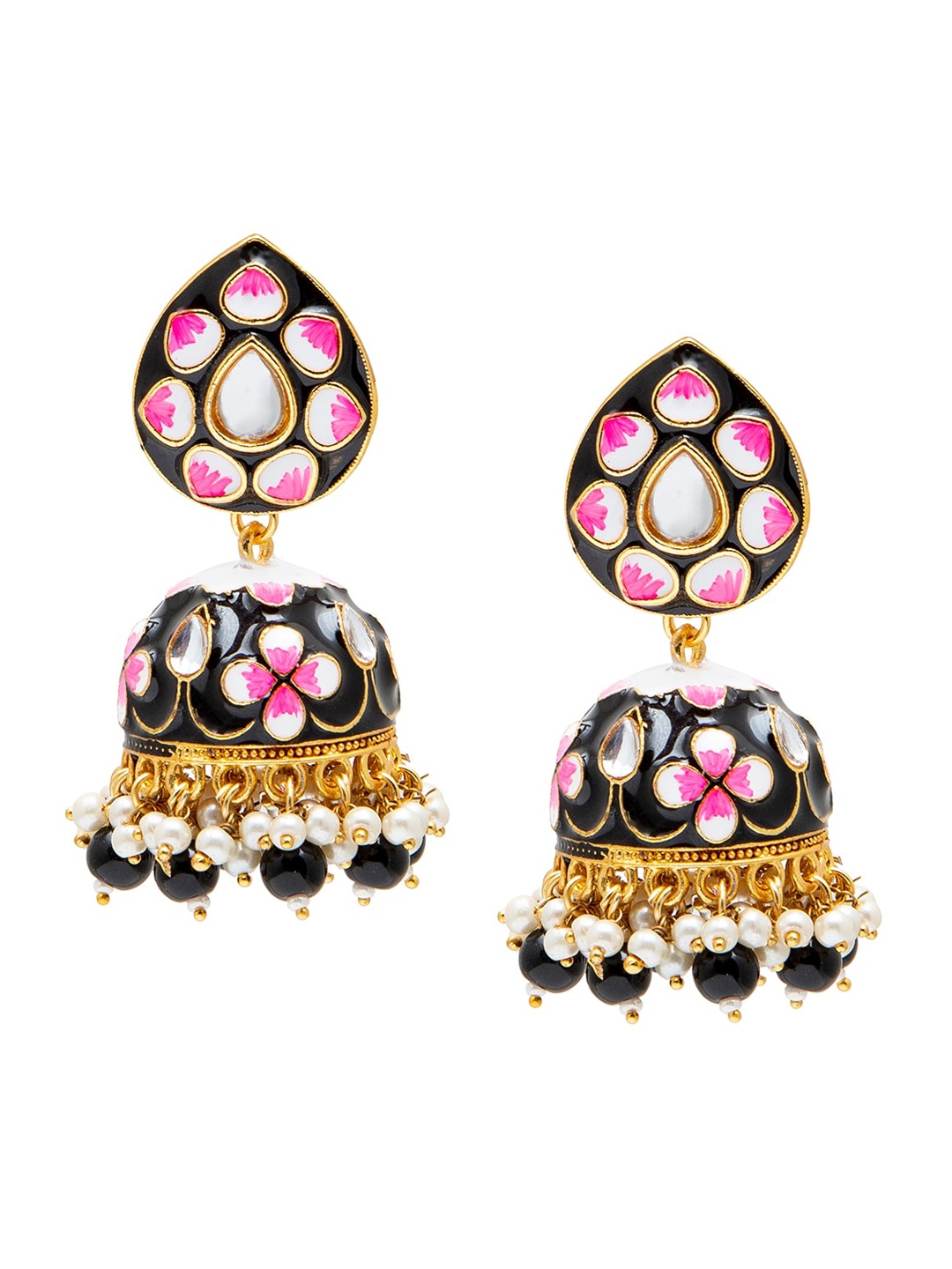 

Shining Jewel - By Shivansh Blue Ethnic Meenakari Kundan Jhumka Earrings