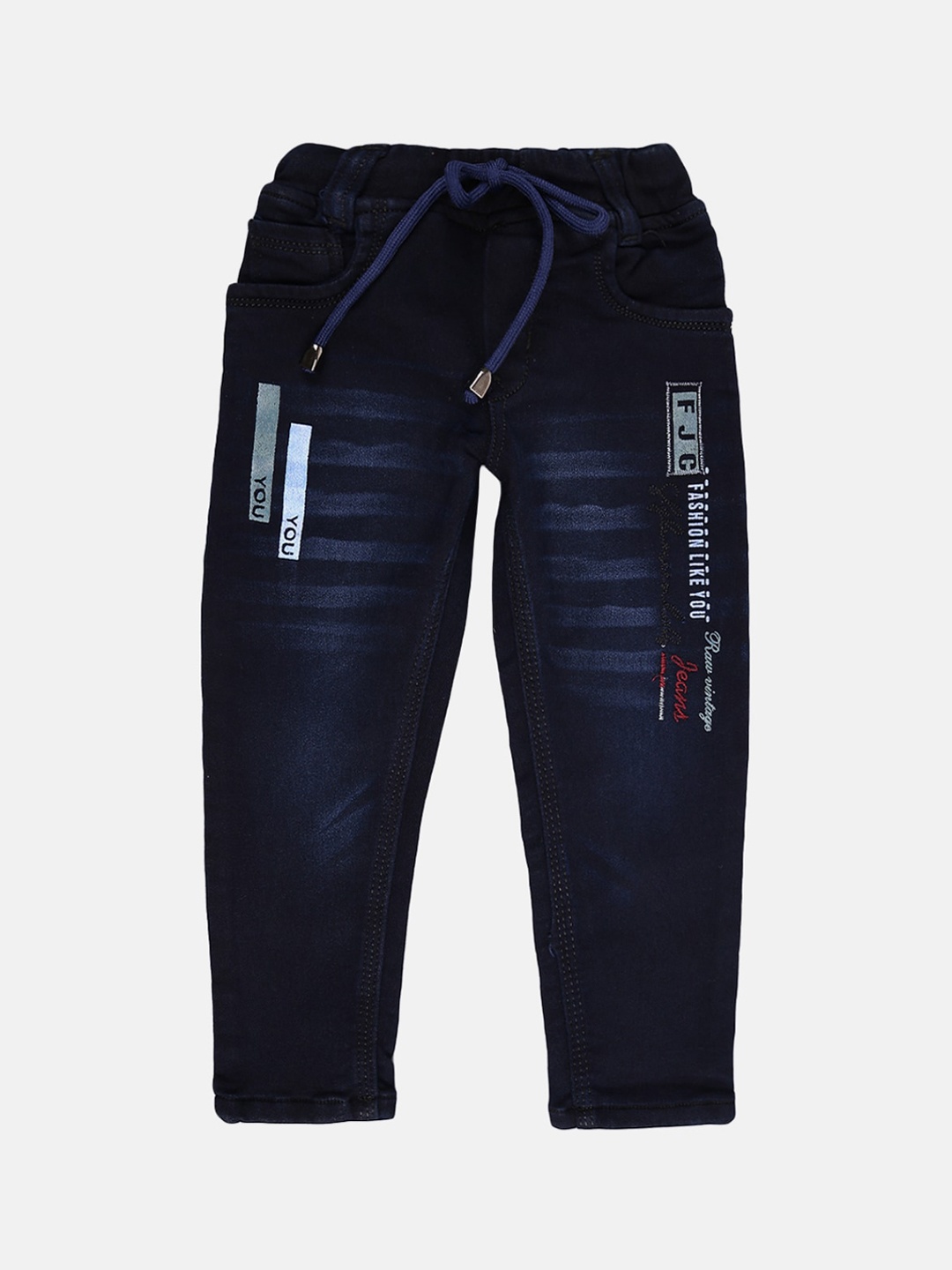 

V-Mart Boys Navy Blue Solid Light Fade Stretchable Jeans