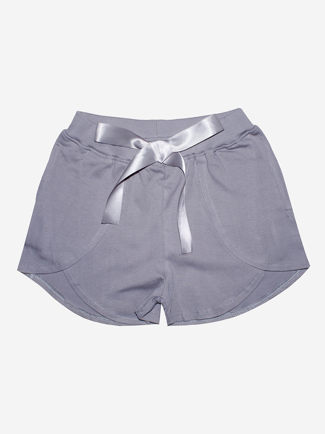 

KiddoPanti Girls Grey Solid Overlap Shorts