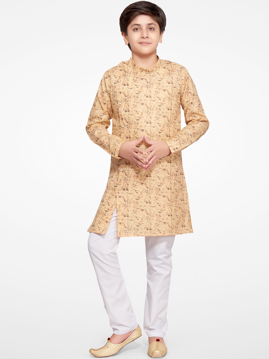 

Jeetethnics Boys Beige Abstract Printed Cotton Blend Kurta Set