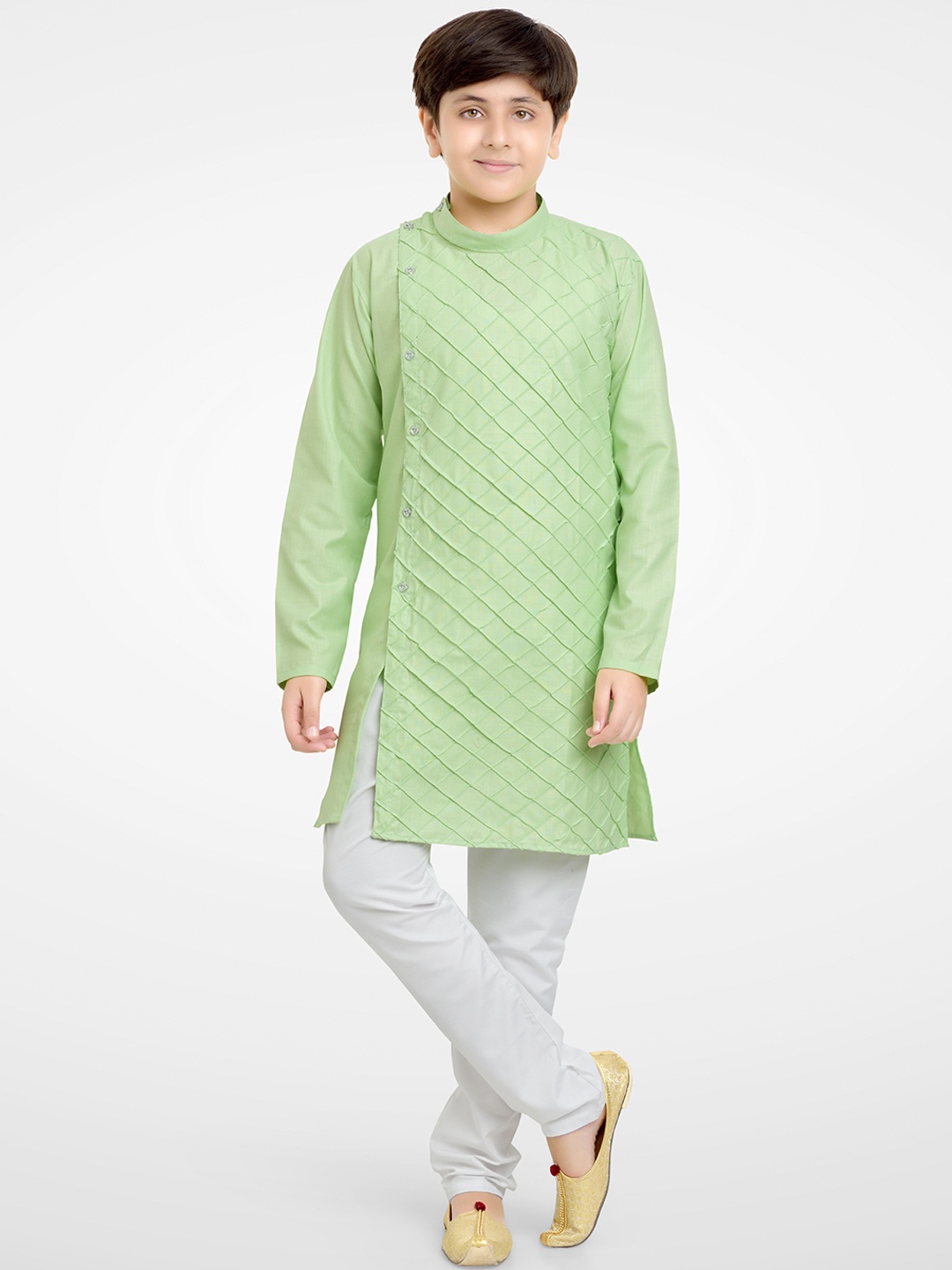 

Jeetethnics Boys Green Straight Kurta with Churidar
