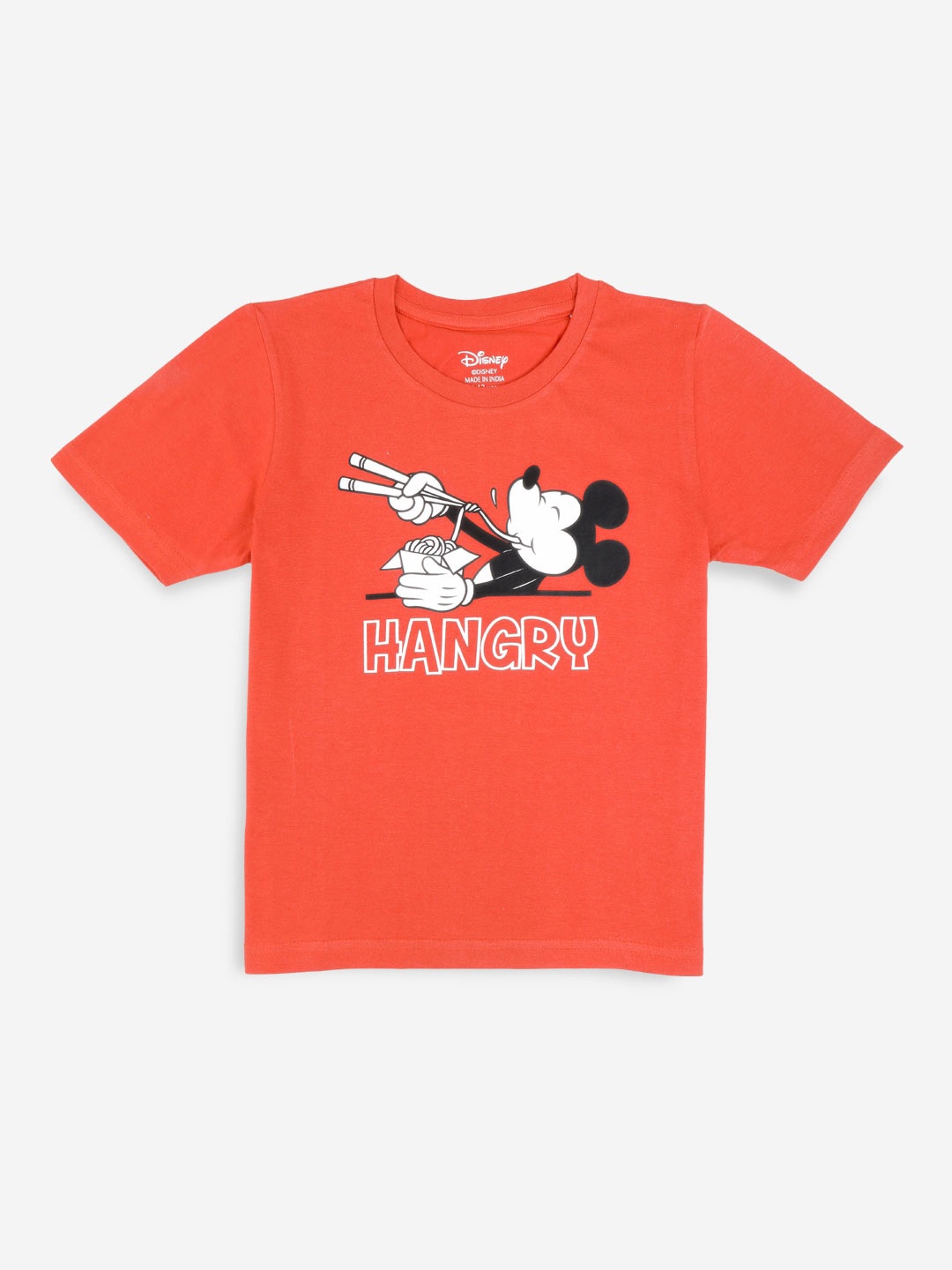 

Nap Chief Kids Rust Mickey Mouse Printed Slim Fit Pure Cotton T-shirt