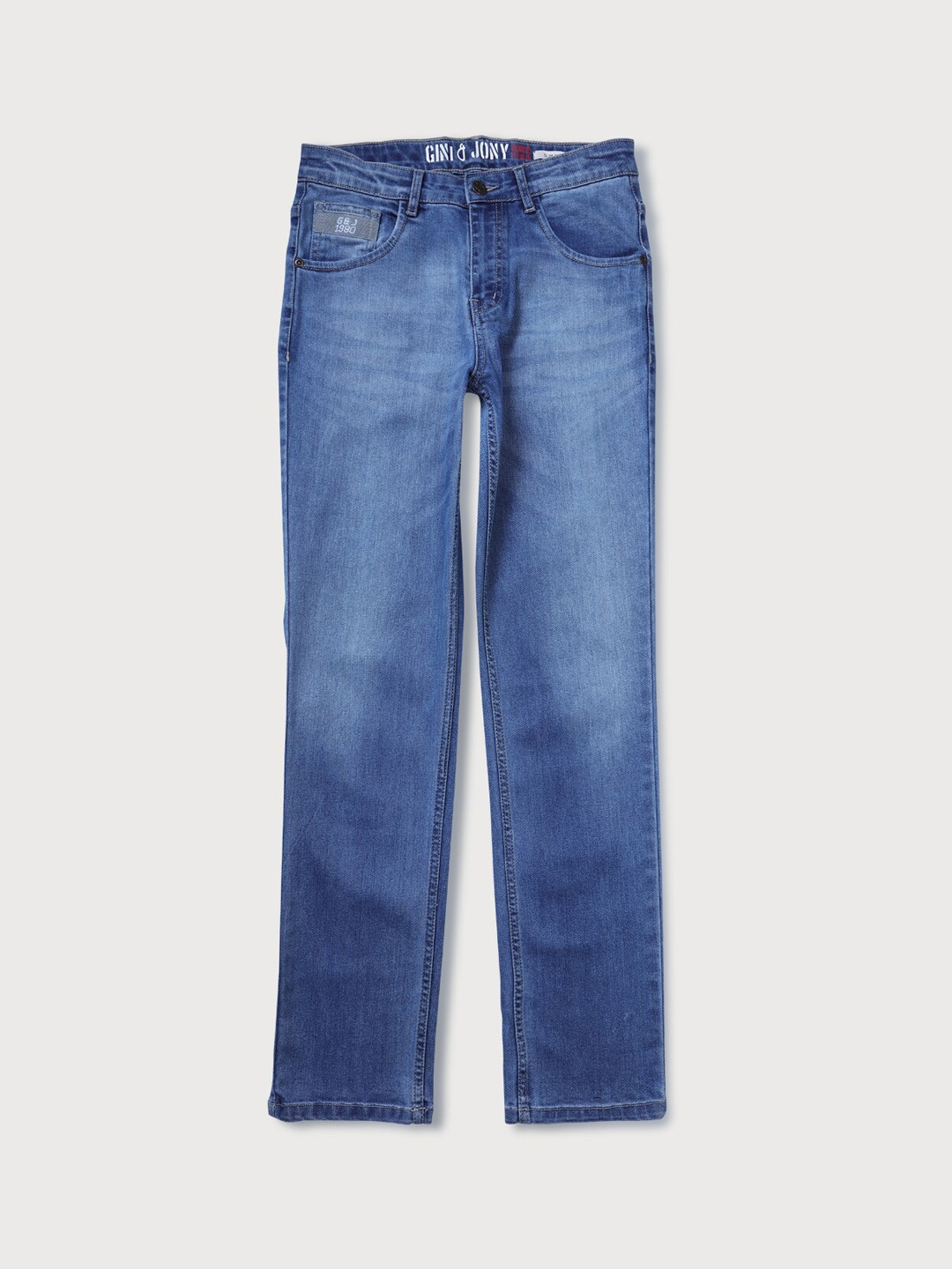 

Gini and Jony Boys Blue Solid Light Fade Comfort Jeans