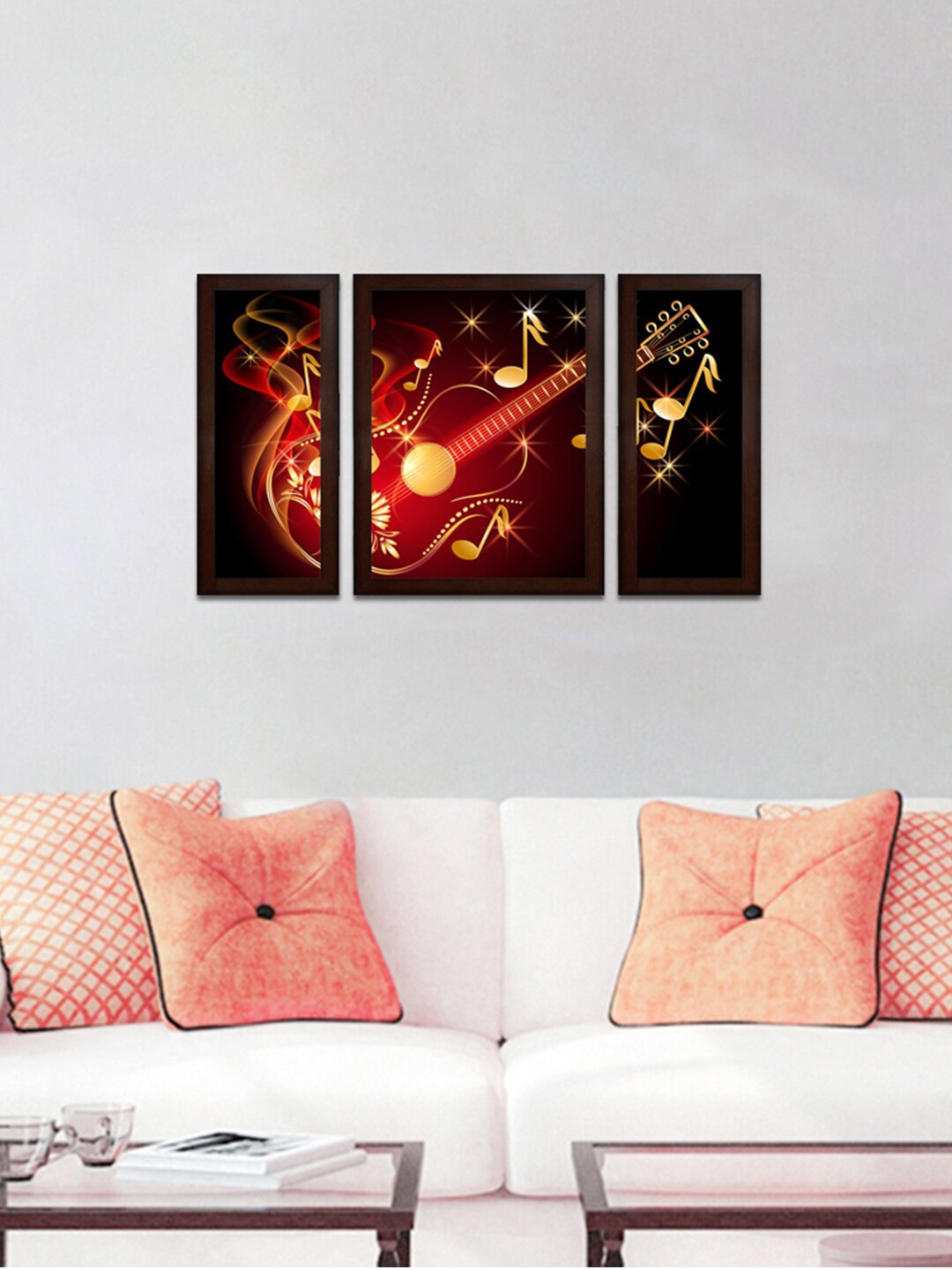 

WENS Set of 3 Red & Yellow Exclusive Guitar Wall Painting