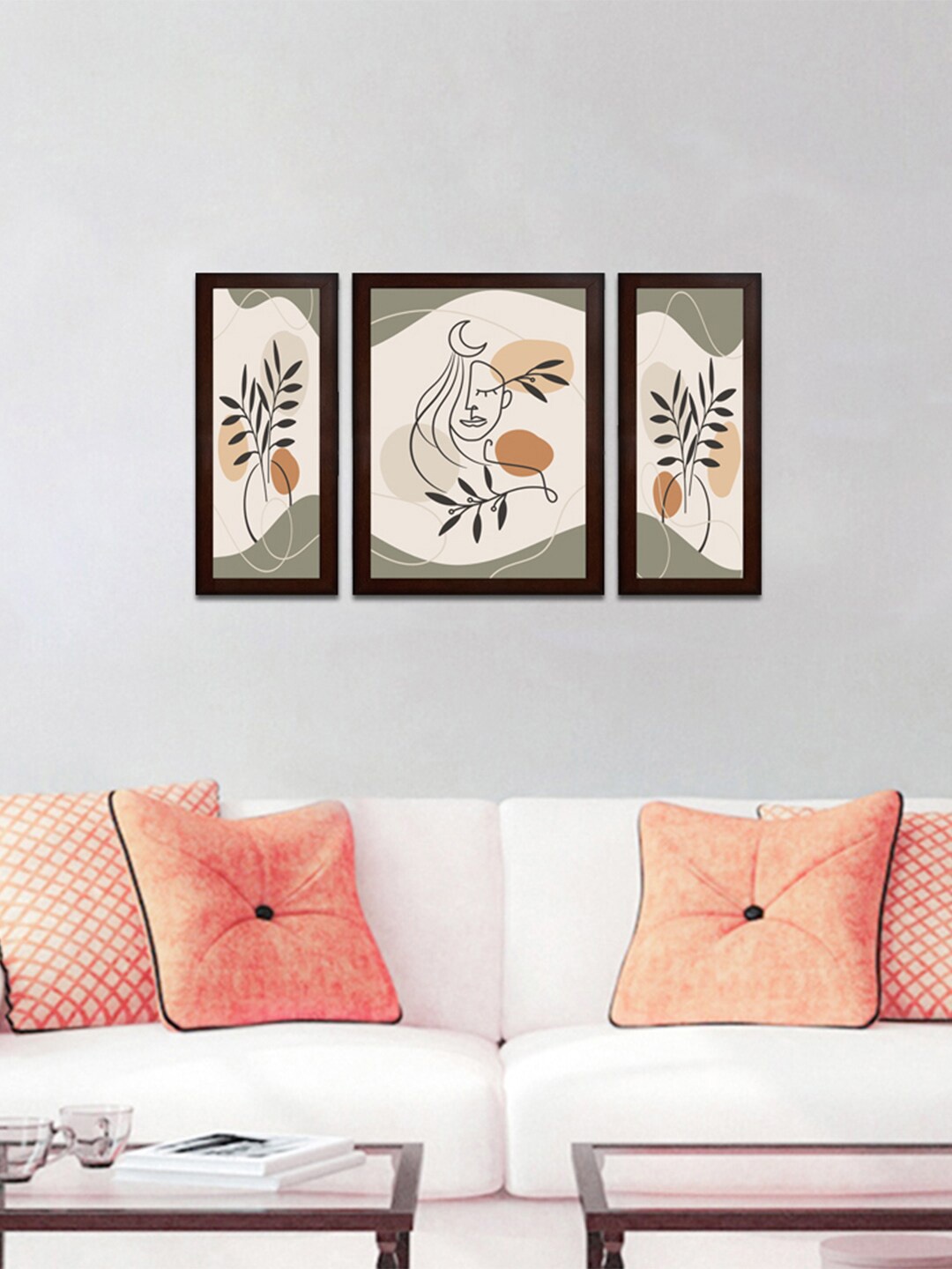 

WENS Set Of 3 White & Grey Abstract Wall Art