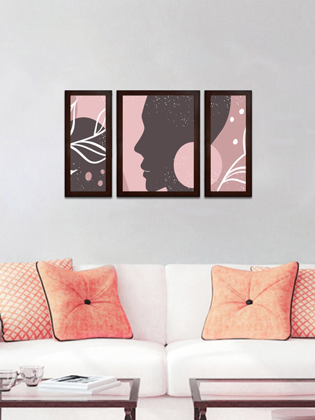 

WENS Set Of 3 Multicolored Abstract Wall Art, Pink