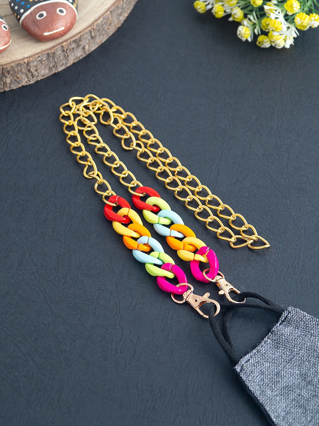 

Golden Peacock Women Multicoloured Mask Chain, Multi