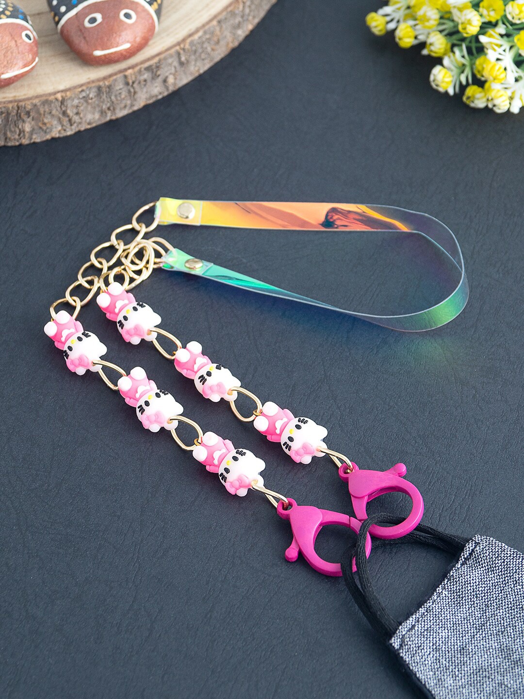 

Golden Peacock Girls Pink Hello Kitty Link Mask Chain