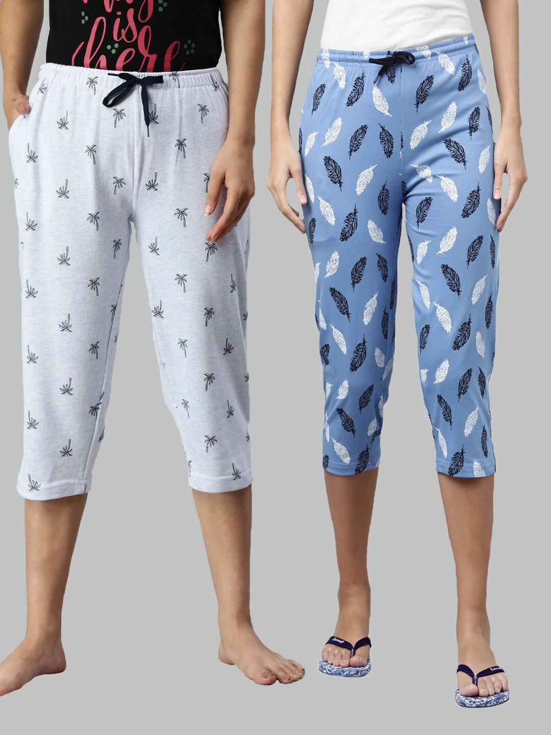 

Kryptic Women Pack Of 2 Cotton Capris, Blue