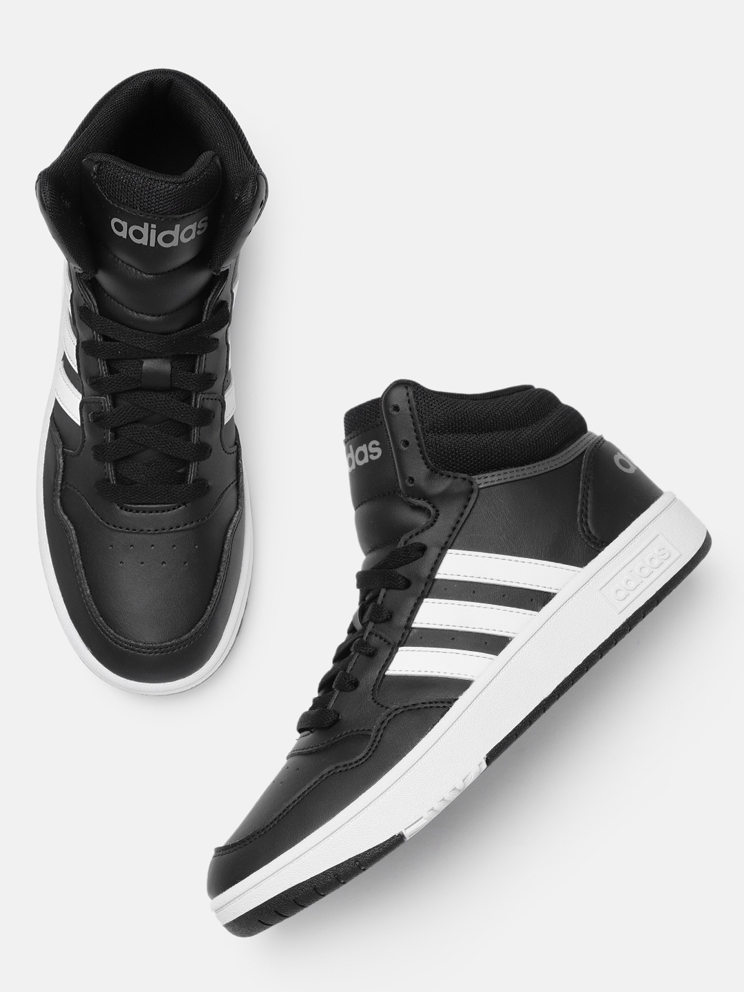 

ADIDAS Kids Black Hoops Mid-Top Sneakers