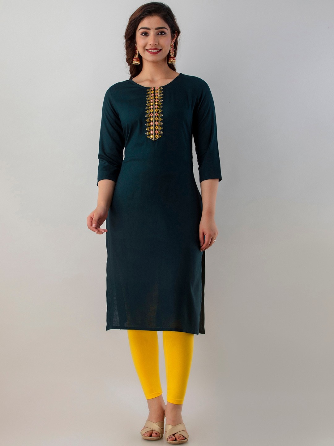 

Charu Women Teal Thread Work Kurta