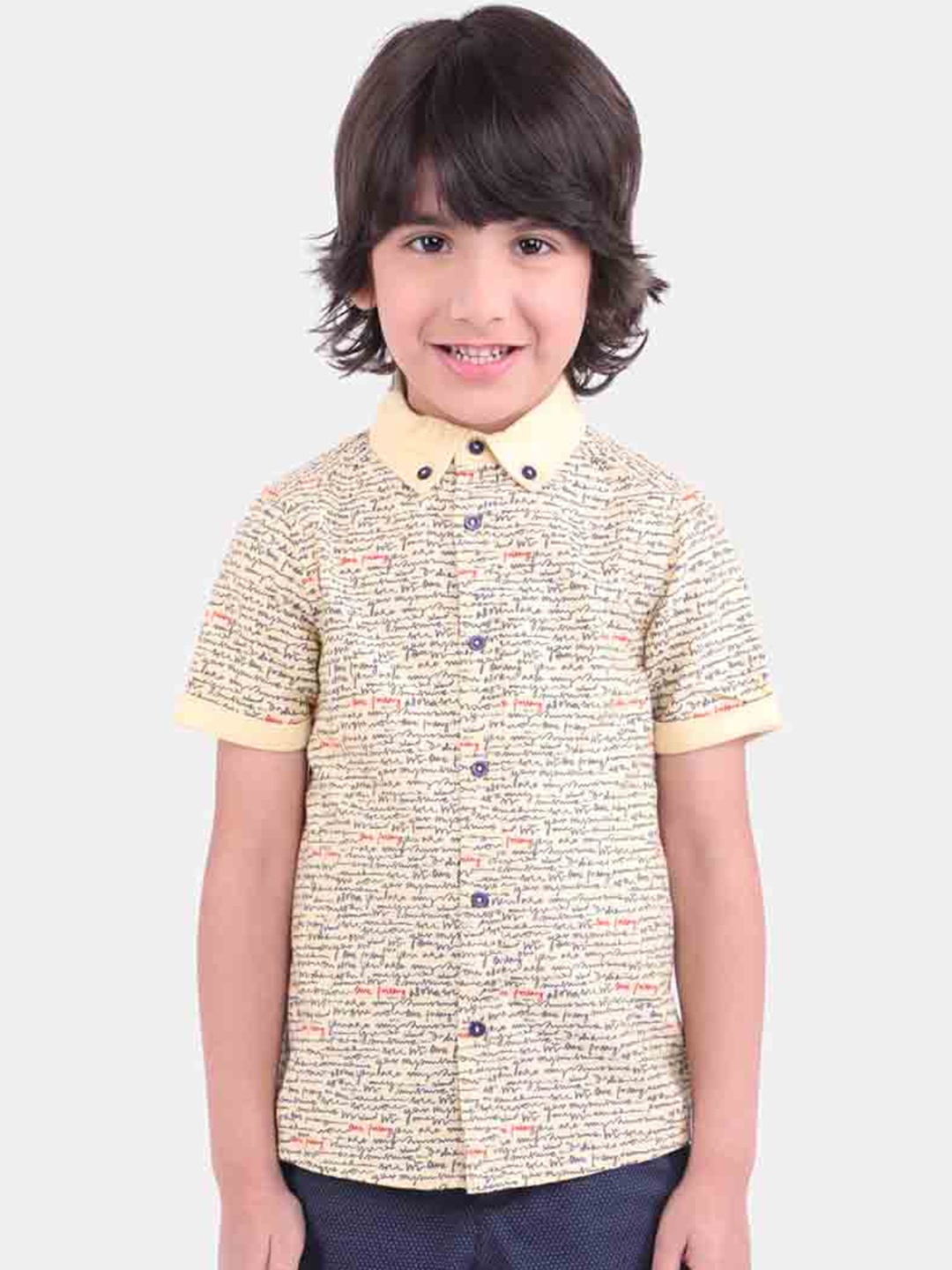 

One Friday Boys Yellow Comfort Printed Casual Shirt