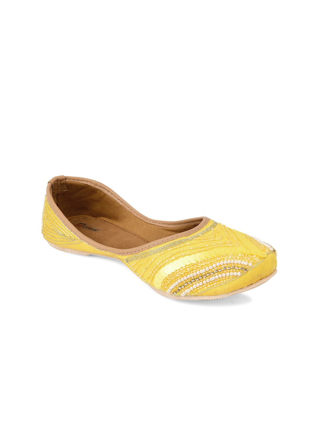 

DESI COLOUR Women Yellow Ethnic Mojaris Flats