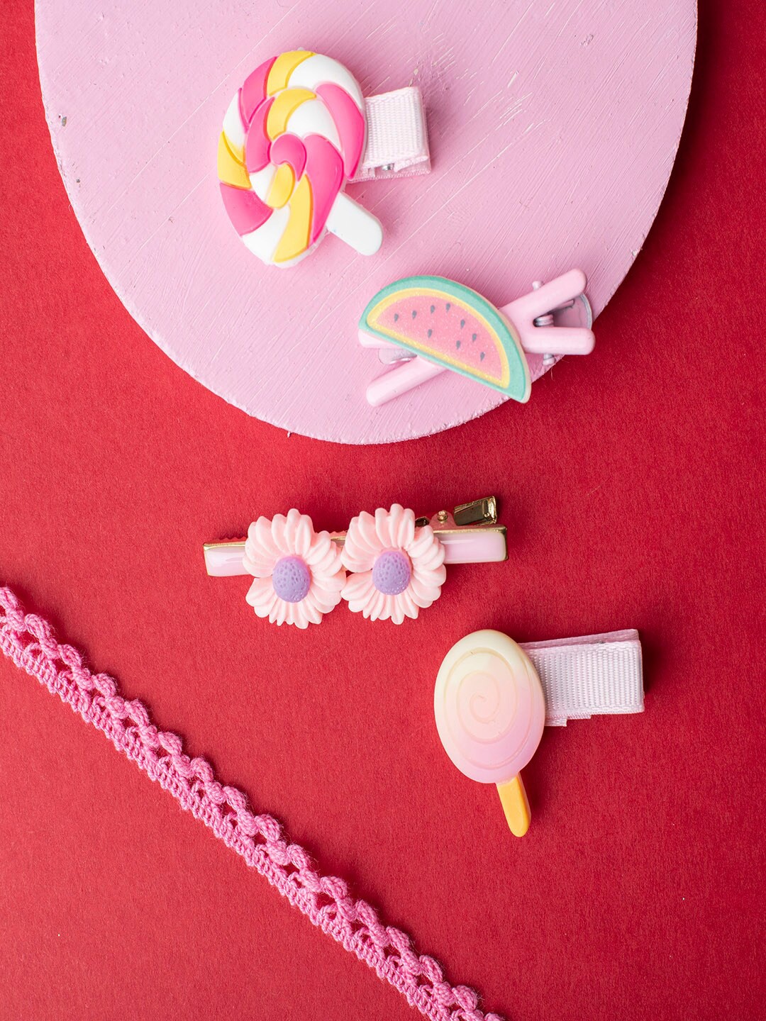 

Jewelz Girls Pink & White Set of 4 Tic Tac Hair Clip