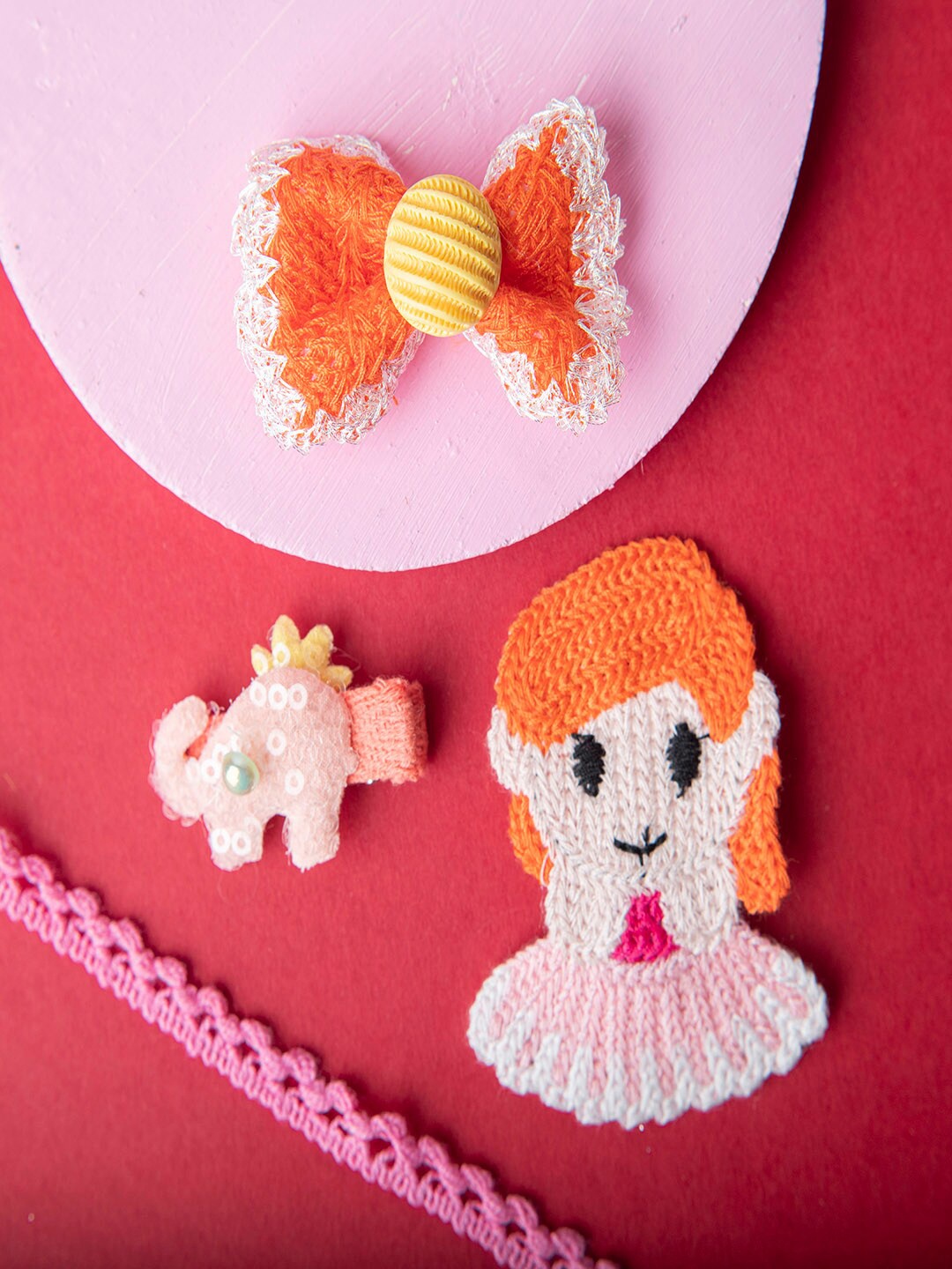 

Jewelz Girls Orange & White Set of 3 Alligator Hair Clip