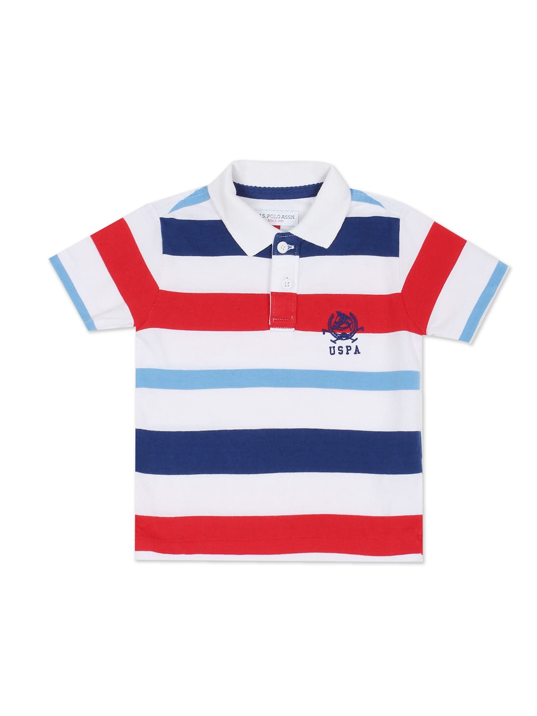 

U S Polo Assn Boys White Striped Polo Collar T-shirt