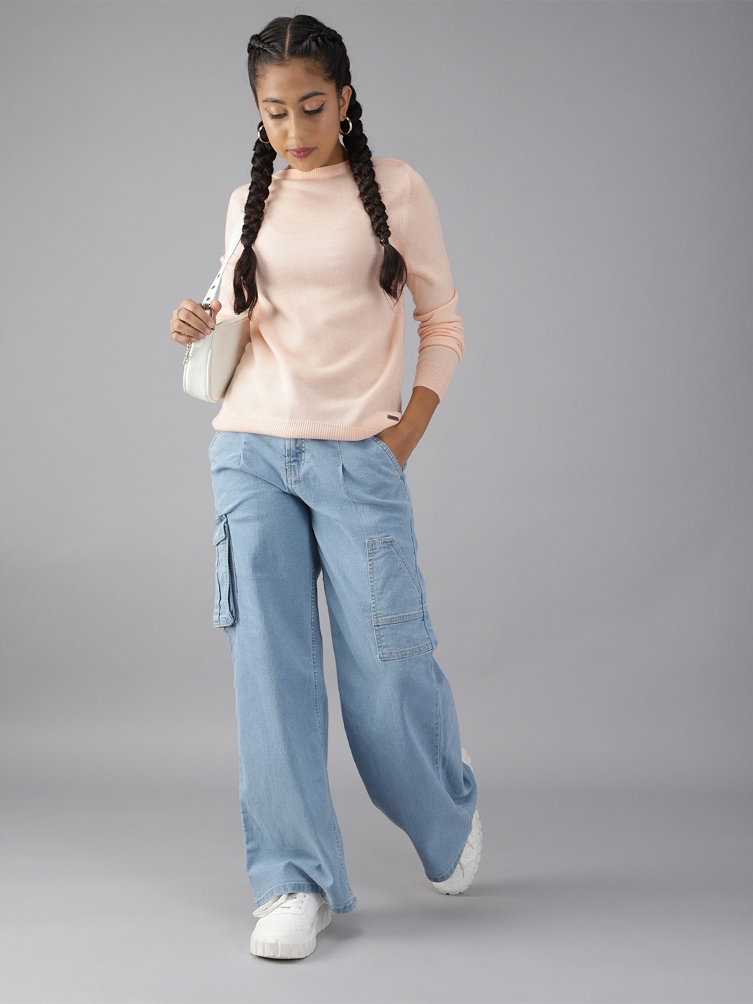 

UTH by Roadster Teen Girls Blue Wide Leg Heavy Fade Stretchable Jeans