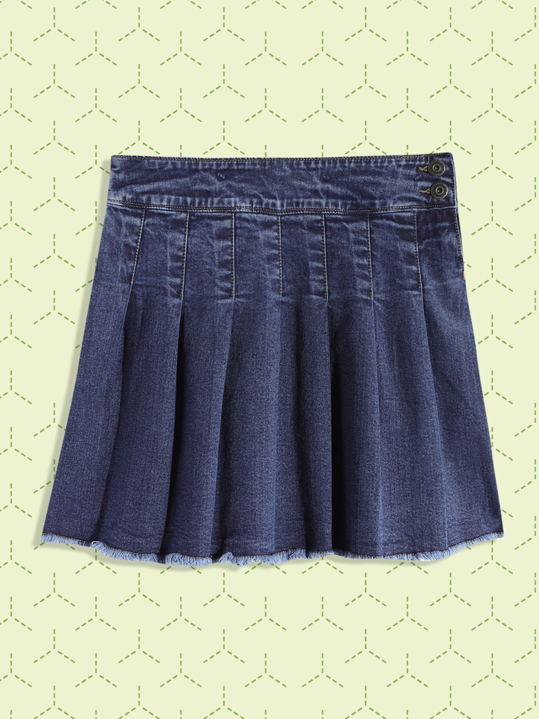 

UTH by Roadster Teen Girls Blue A-Line High Rise Pleated Denim Skirt