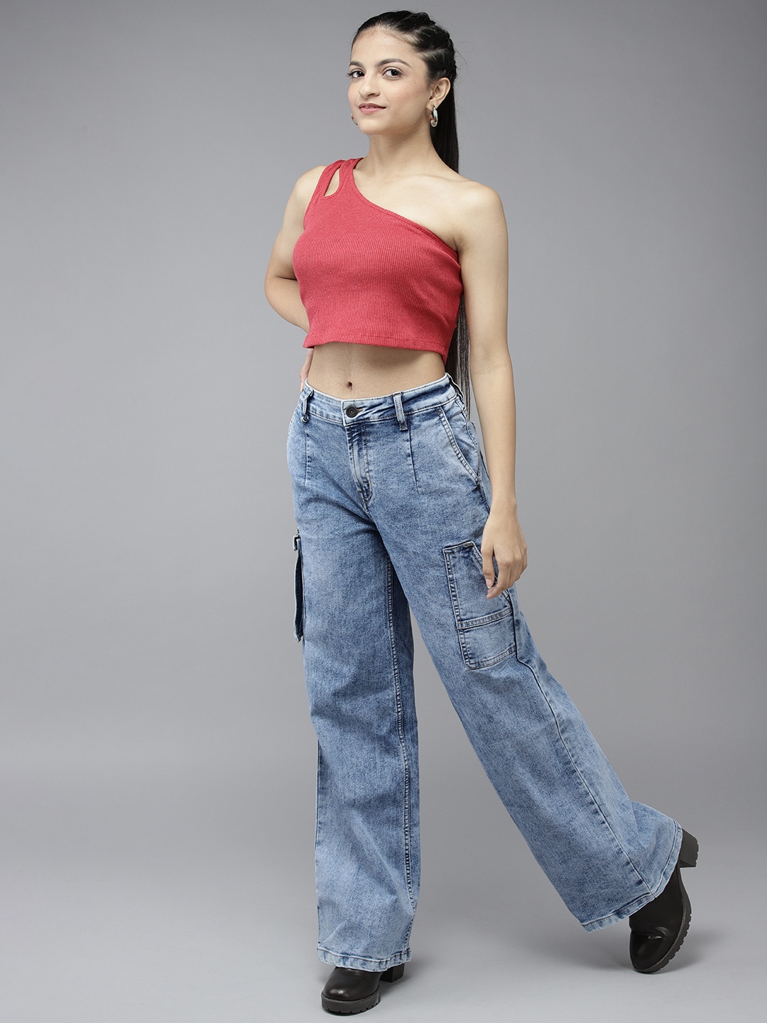 

UTH by Roadster Teen Girls Blue Wide Leg Stretchable Jeans