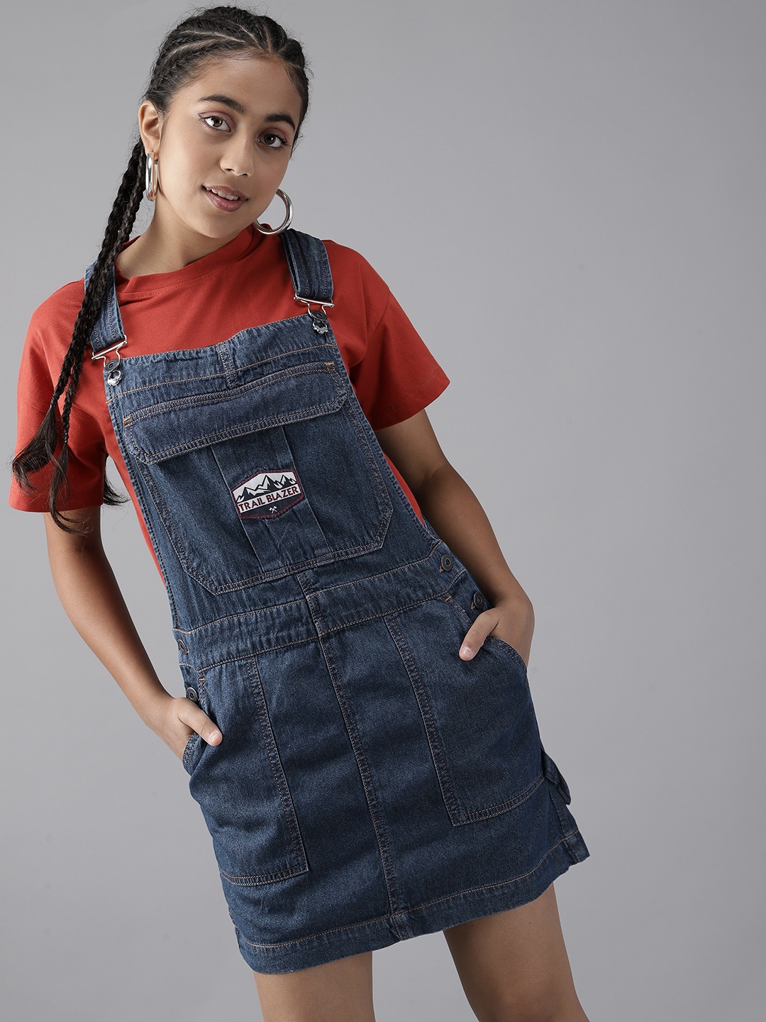 

UTH by Roadster Girls Navy Blue Pinafore Dress