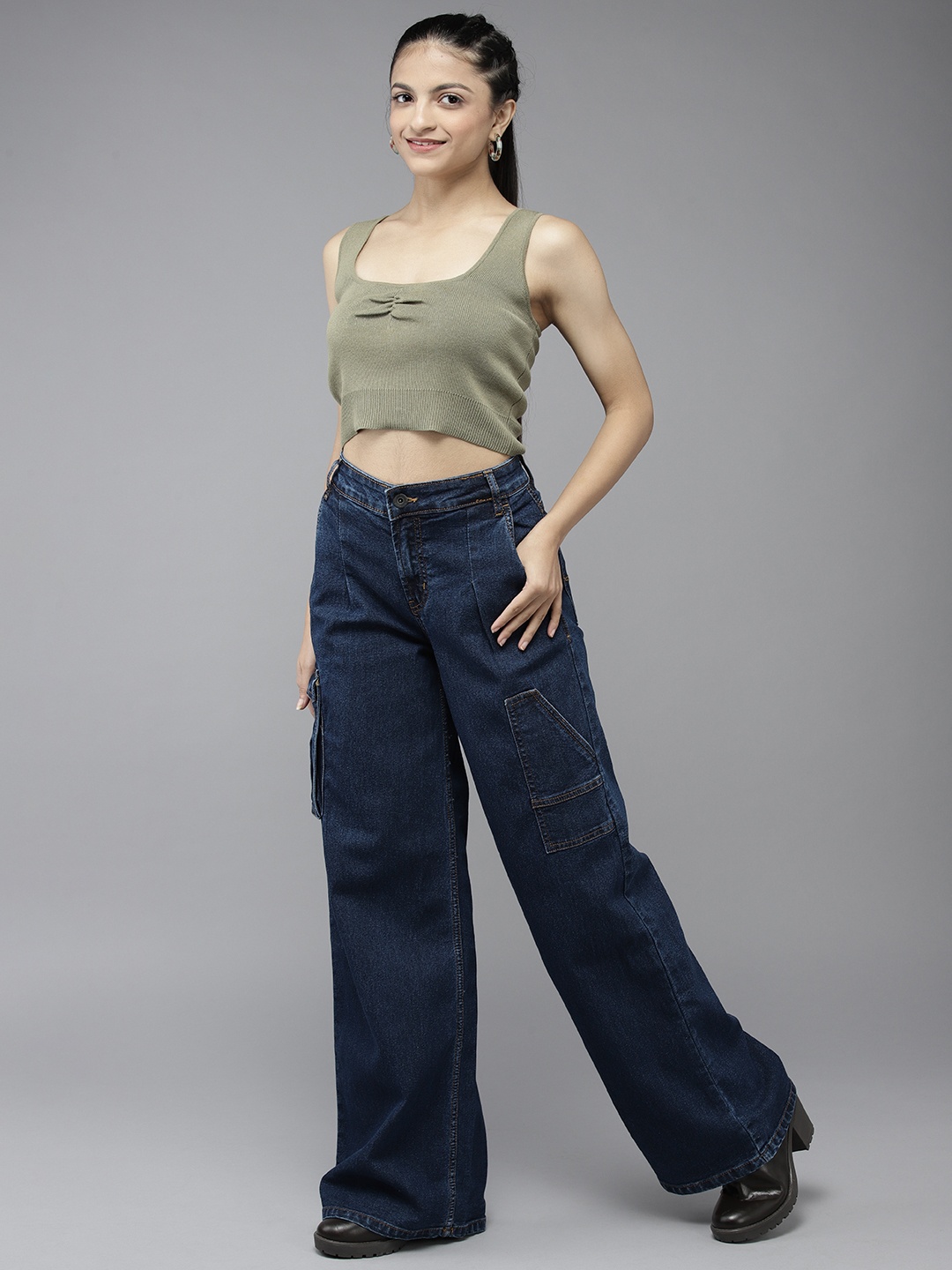 

UTH by Roadster Girls Blue Wide Leg Stretchable Jeans