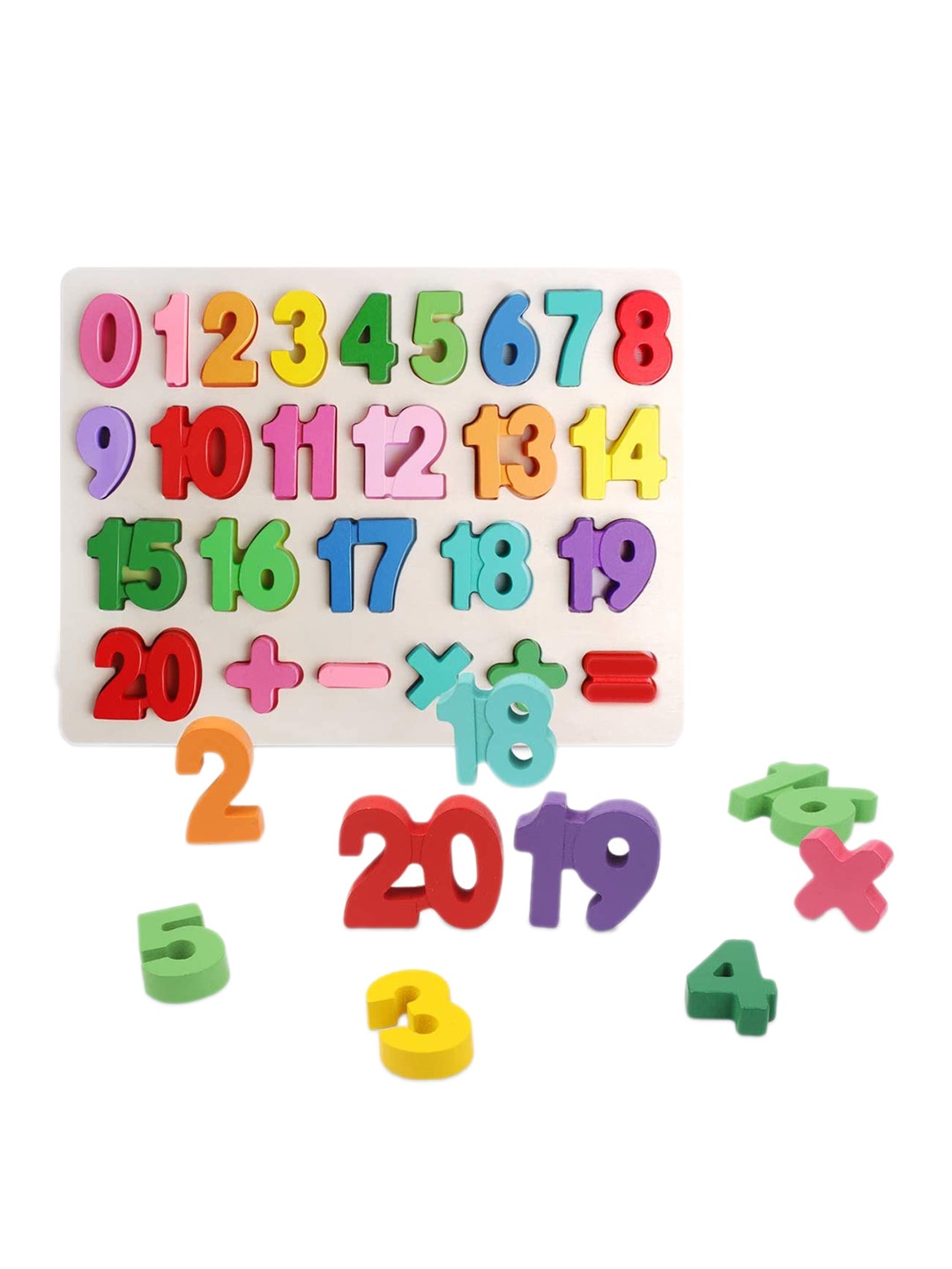 

CHOCOZONE Multi-Coloured Wooden Numbers & Color Learning Educational Board