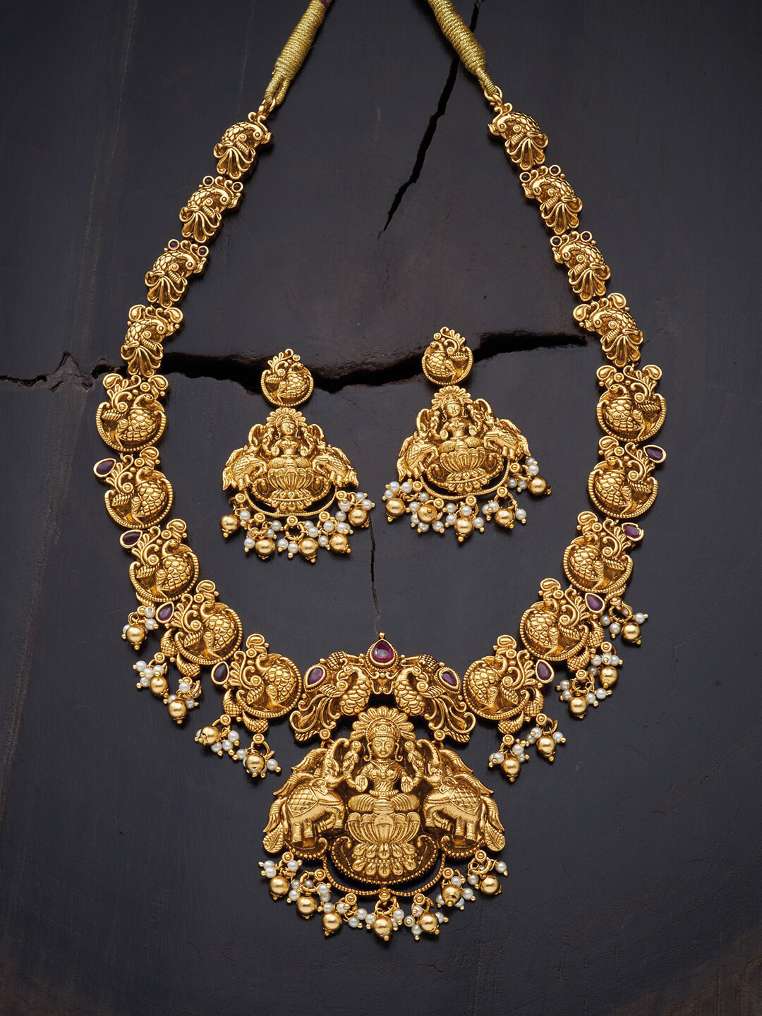 

Kushal's Fashion Jewellery Gold-Plated Temple Jewellery Set
